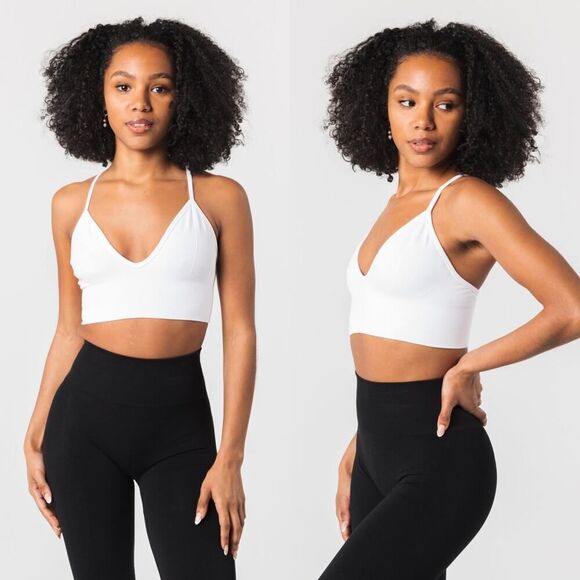 Alphalete seamless ribbed bra M White NWT $48 - Picture 1 of 6